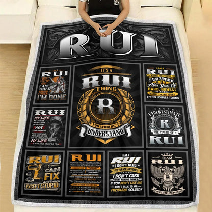 RUI Personalized Blanket | Custom Name Cozy Throw Gift 13K3-BK2