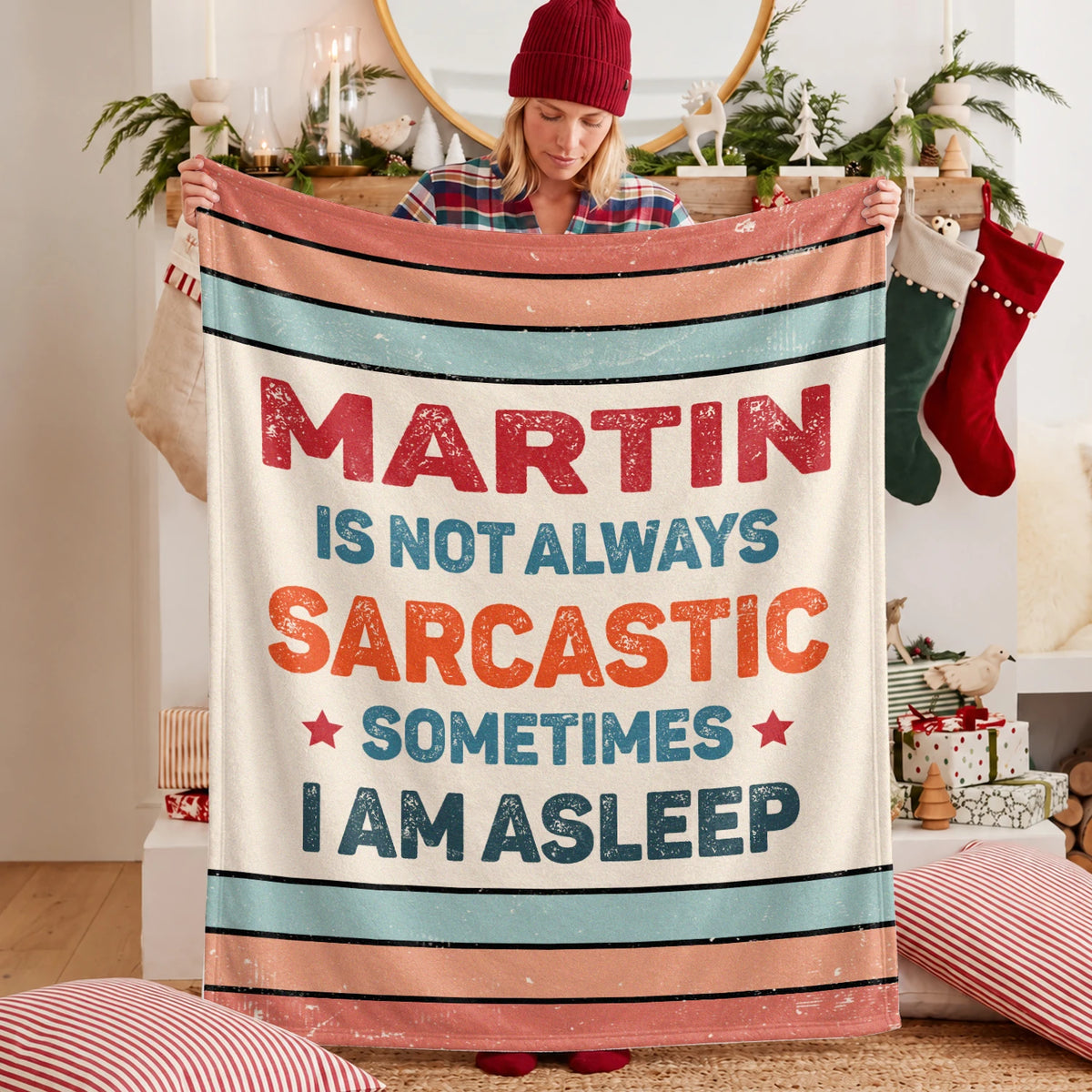 Your Name Sarcastic Funny Retro Fleece Blanket MARTIN 13K1 BK62