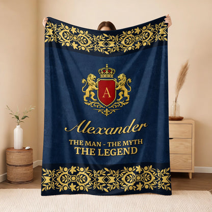 The Man The Myth The Legend Luxury Navy Fleece Blanket ALEXANDER 13K1 BK35