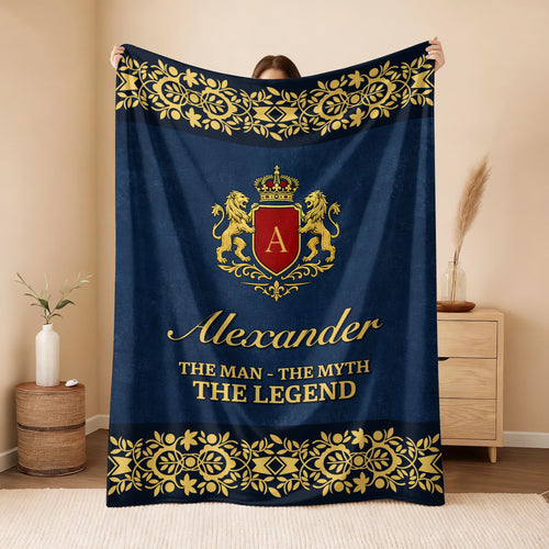 The Man The Myth The Legend Luxury Navy Fleece Blanket ALEXANDER 13K1 BK35