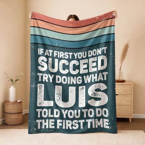 If At First You Don’t Succeed Retro Green Fleece Blanket LUIS 13K1 BK29