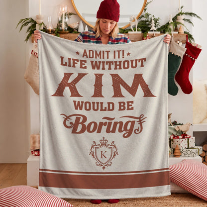 Life Without Your Name Would Be Boring Cream Terracotta Blanket KIM 13K1 BK24