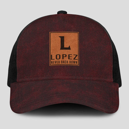 Never Back Down Burgundy And Black Mesh Cap LOPEZ 13K1 C208PF