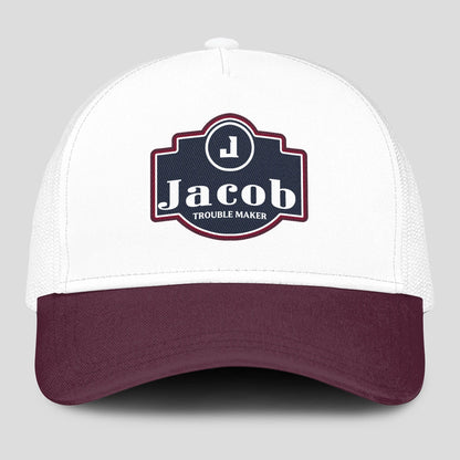 Trouble Maker Burgundy And White Funny Mesh Cap JACOB 13K1 C201PF
