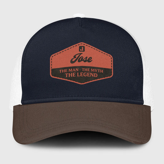 The Man The Myth The Legend Navy And Brown Mesh Cap JOSE 13K1 C188PF
