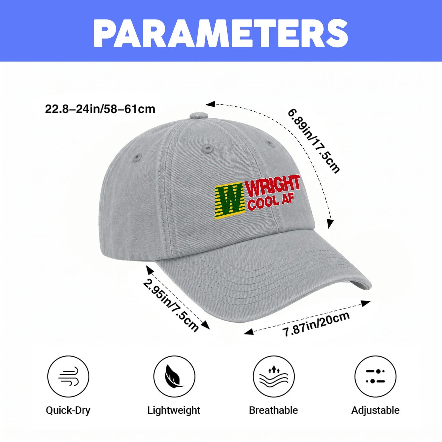Your Name Cool Af Funny Washed Cap WRIGHT 13K1 C85PF