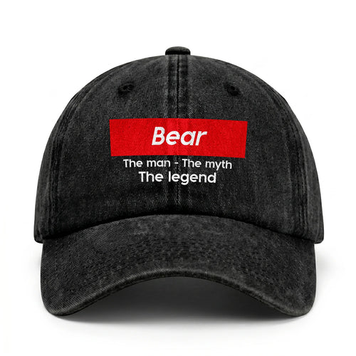 Your Name The Man The Myth The Legend Red Logo Washed Cap BEAR 13K1 C130PF