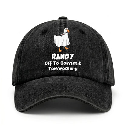 Off To Commit Tomfoolery Funny Goose Washed Cap RANDY 13K1 C131PF