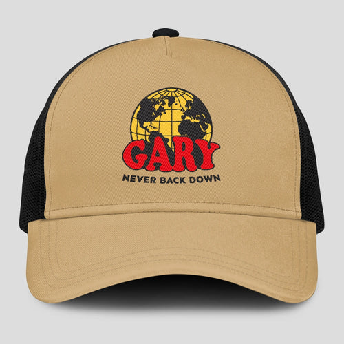 Never Back Down World Logo Khaki Mesh Cap GARY 13K1 C212PF