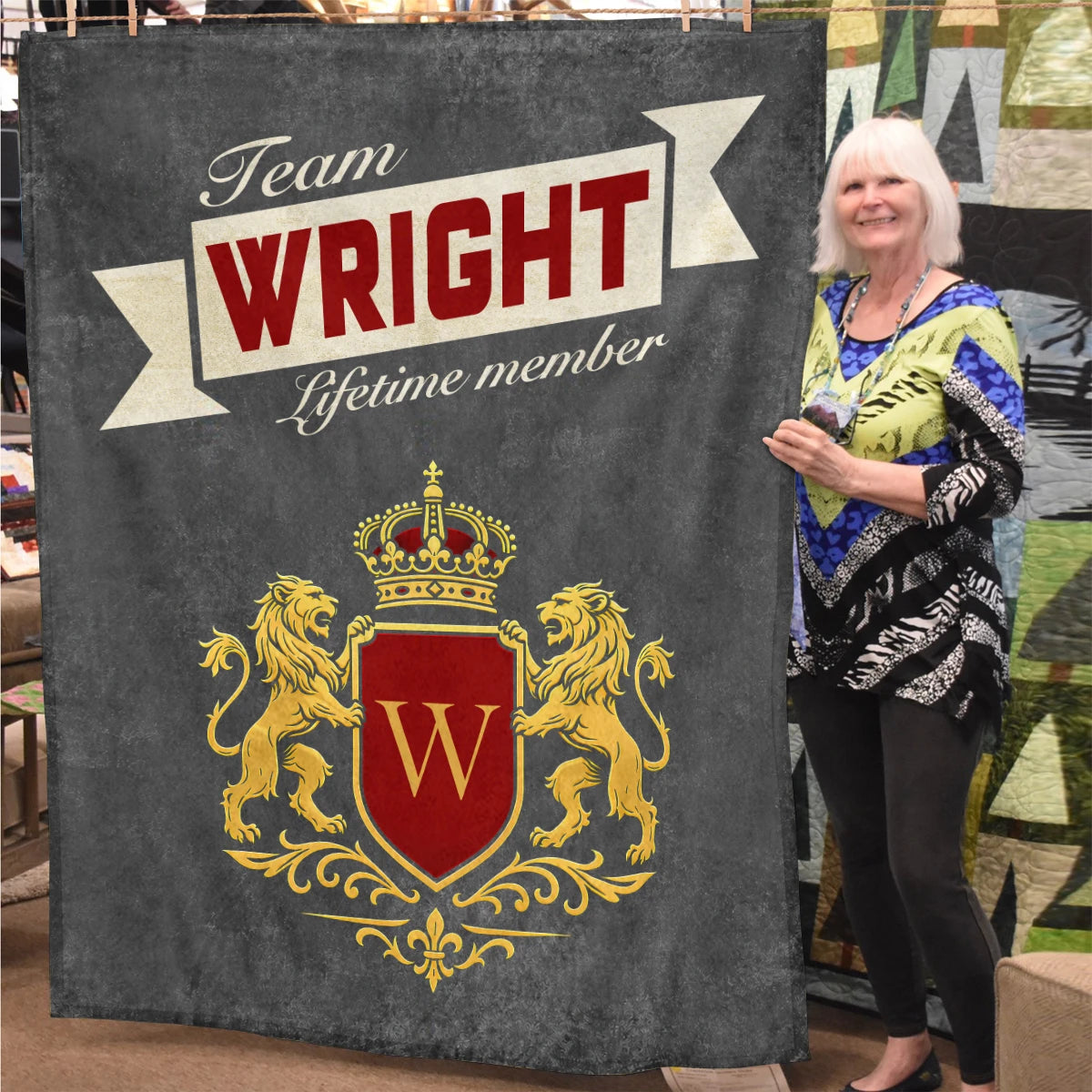 Team Your Name Lifetime Member Charcoal Blanket WRIGHT 13K1 BK20