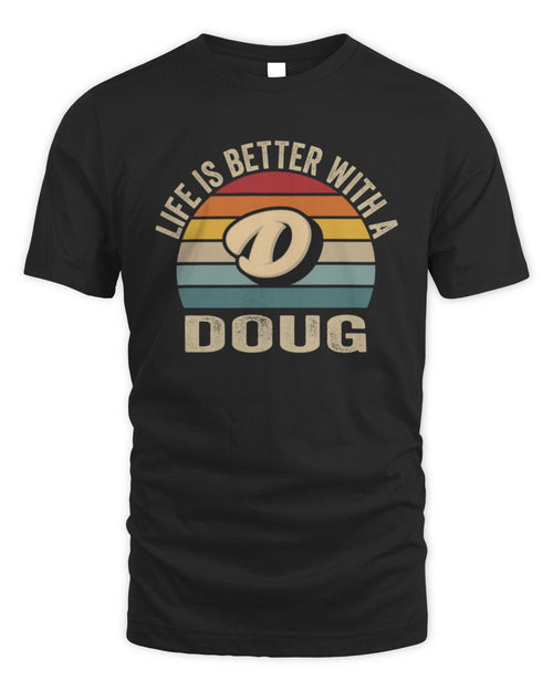 Life Is Better with Name Vintage Sun Shirt DOUG M1-50 / Unisex Standard T-Shirt / black
