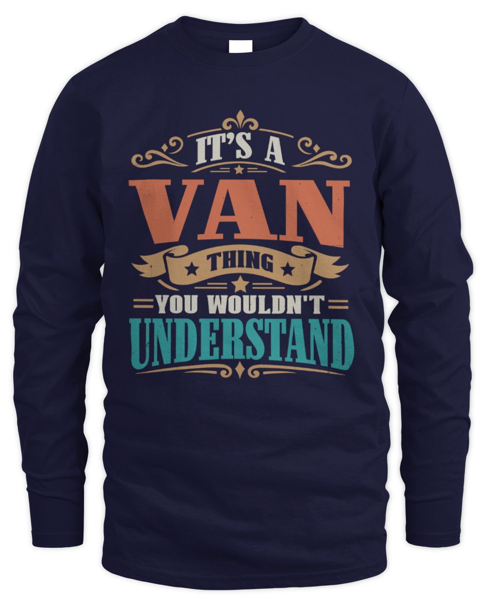 It’s a Name Thing Personalized Retro T-Shirt VAN M1-47 / Men's Long Sleeved T-Shirt / navy