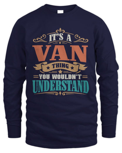 It’s a Name Thing Personalized Retro T-Shirt VAN M1-47 / Men's Long Sleeved T-Shirt / navy