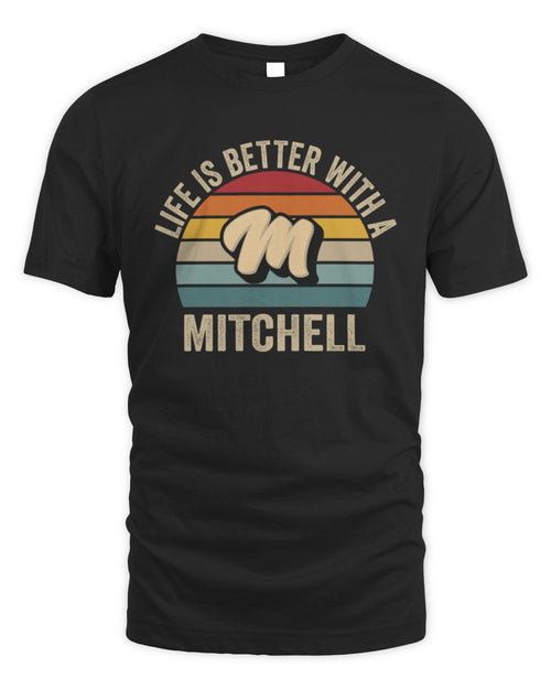 Life Is Better with Name Vintage Sun Shirt MITCHELL M1-50 / Unisex Standard T-Shirt / black