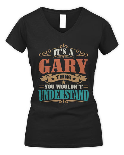 It’s a Name Thing Personalized Retro T-Shirt GARY M1-47 / Women's V-Neck T-Shirt / black