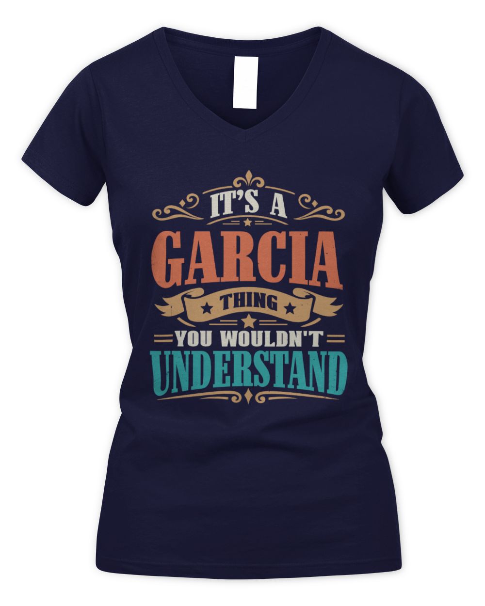 It’s a Name Thing Personalized Retro T-Shirt GARCIA M1-47 / Women's V-Neck T-Shirt / navy