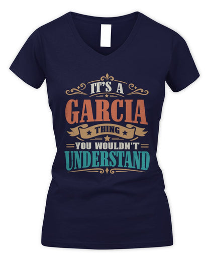 It’s a Name Thing Personalized Retro T-Shirt GARCIA M1-47 / Women's V-Neck T-Shirt / navy