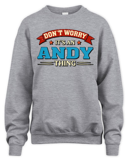 Don't Worry It's a Your Name Thing Funny Retro T-Shirt ANDY M1-57 / Unisex Sweatshirt / sport grey