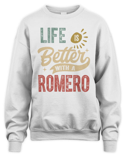 Life Is Better With a Name Personalized Retro T-Shirt ROMERO-48 / Unisex Sweatshirt / white