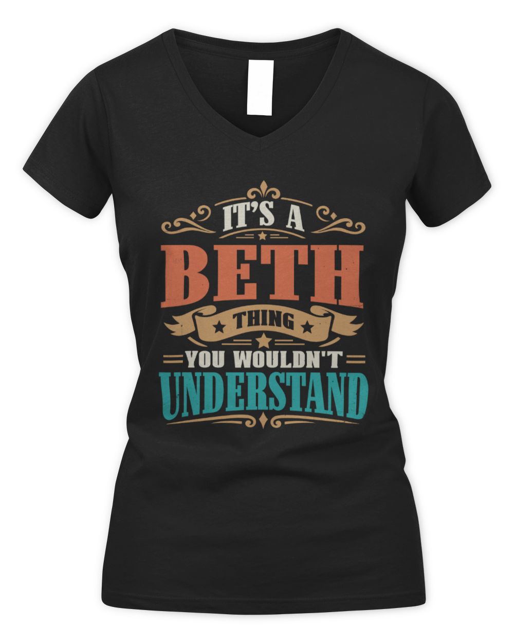 It’s a Name Thing Personalized Retro T-Shirt BETH M1-47 / Women's V-Neck T-Shirt / black