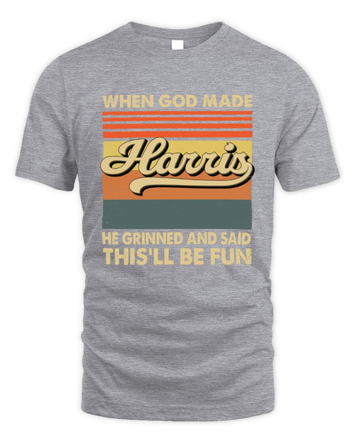 When God Made Your Name He Grinned Vintage T-Shirt HARRIS M1-55 / Unisex Standard T-Shirt / sport grey
