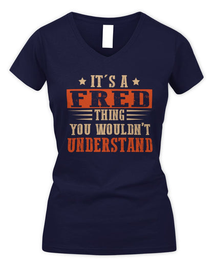 It's a Name Thing Personalized Funny Shirt FRED M1-51 / Women's V-Neck T-Shirt / navy