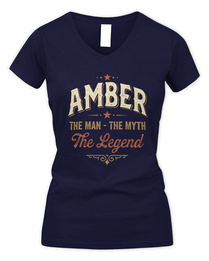 I'm Name I'm Not Rude I Just Have The Balls Funny T-Shirt AMBER M1-77 / Women's V-Neck T-Shirt / navy