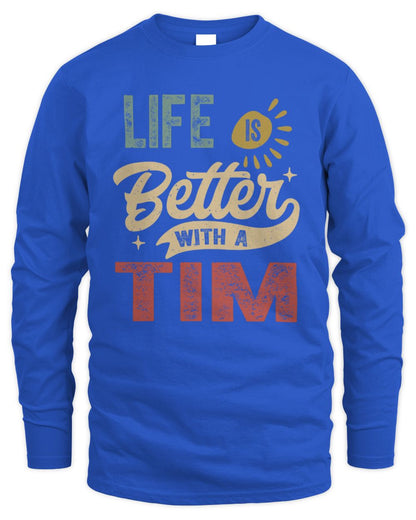 Life Is Better With a Name Personalized Retro T-Shirt TIM-48 / Men's Long Sleeved T-Shirt / royal