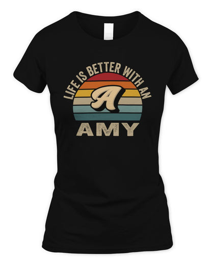 Life Is Better with Name Vintage Sun Shirt AMY M1-50 / Women's Standard T-Shirt / black