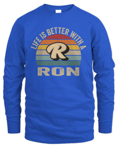 Life Is Better with Name Vintage Sun Shirt RON M1-50 / Men's Long Sleeved T-Shirt / royal
