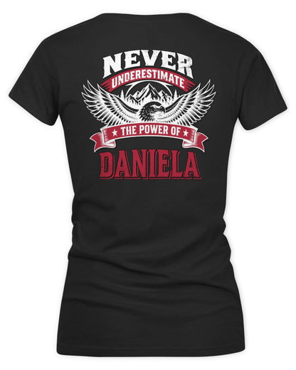 Never Underestimate Your Name Eagle Mountain Shirt DANIELA M1-61 / Women's V-Neck T-Shirt / black