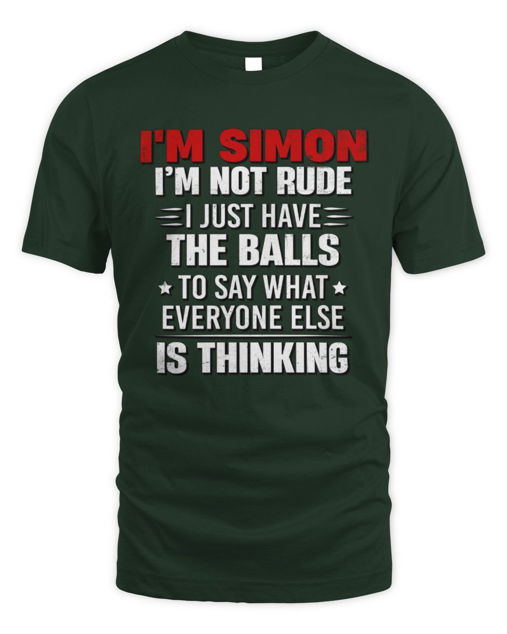 I'm Name I'm Not Rude I Just Have The Balls Funny T-Shirt SIMON M1-46 / Unisex Standard T-Shirt / forest green