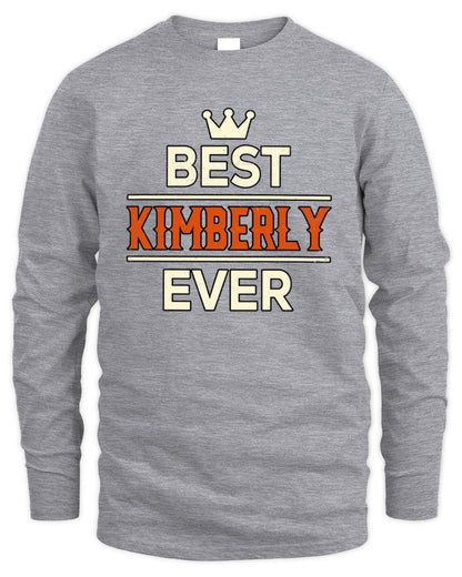 Best Your Name With Crown Shirt KIMBERLY M1-59 / Men's Long Sleeved T-Shirt / sport grey