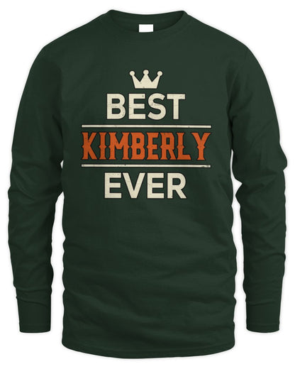 Best Your Name With Crown Shirt KIMBERLY M1-59 / Men's Long Sleeved T-Shirt / forest green