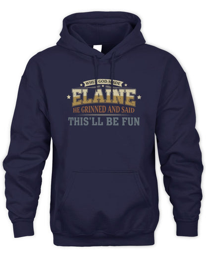 When God Made Your Name Funny Heritage T-Shirt ELAINE M1-80 / Unisex Hoodie / navy