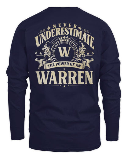 Never Underestimate Your Name Luxury Logo Shirt WARREN M1-63 / Men's Long Sleeved T-Shirt / navy