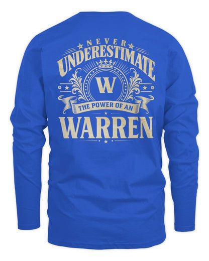 Never Underestimate Your Name Luxury Logo Shirt WARREN M1-63 / Men's Long Sleeved T-Shirt / royal