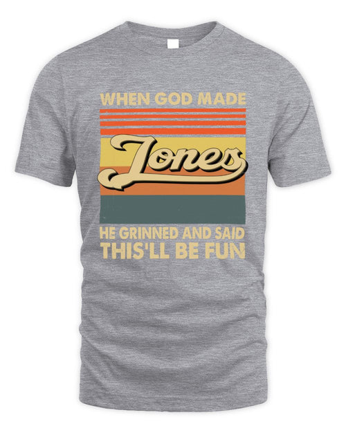 When God Made Your Name He Grinned Vintage T-Shirt JONES M1-55 / Unisex Standard T-Shirt / sport grey
