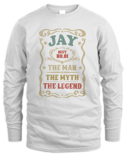 The Man The Myth The Legend Vintage Gold Wine Shirt JAY M1-52 / Men's Long Sleeved T-Shirt / white