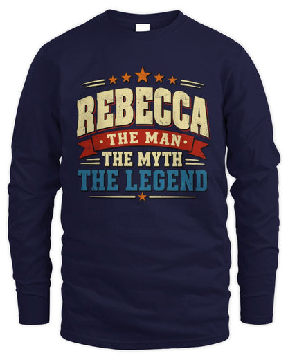 The Man The Myth The Legend Ribbon Vintage T-Shirt REBECCA M1-56 / Men's Long Sleeved T-Shirt / navy