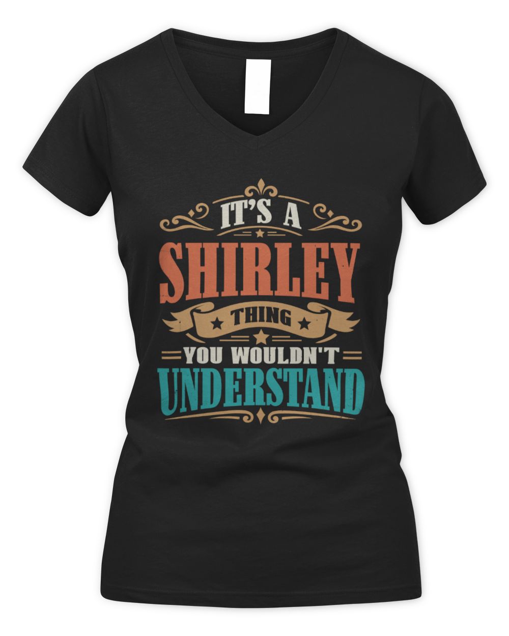It’s a Name Thing Personalized Retro T-Shirt SHIRLEY M1-47 / Women's V-Neck T-Shirt / black