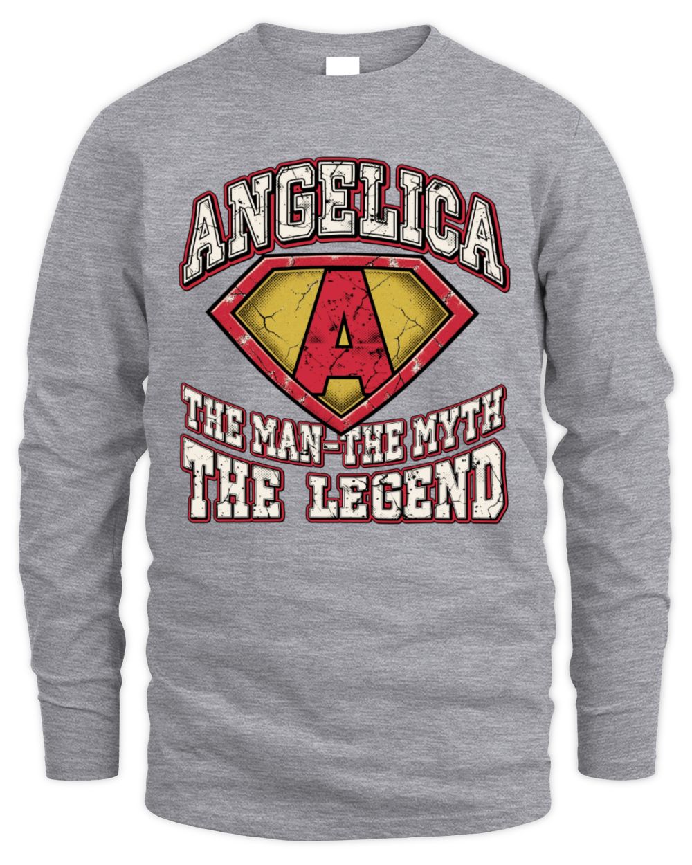 The Man The Myth The Legend Superman Graphic T-Shirt ANGELICA M1-74 / Men's Long Sleeved T-Shirt / sport grey