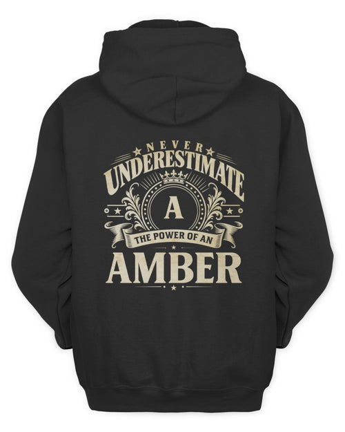Never Underestimate Your Name Luxury Logo Shirt AMBER M1-63 / Unisex Hoodie / black