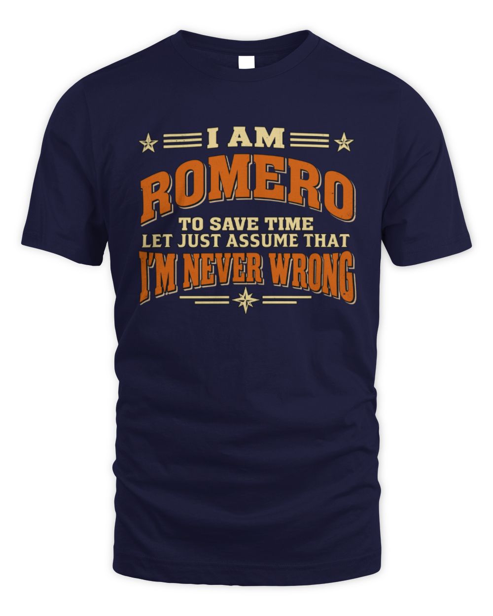 I'm Name Let's Just Assume I'm Never Wrong Retro Shirt ROMERO M1-64 / Unisex Standard T-Shirt / navy
