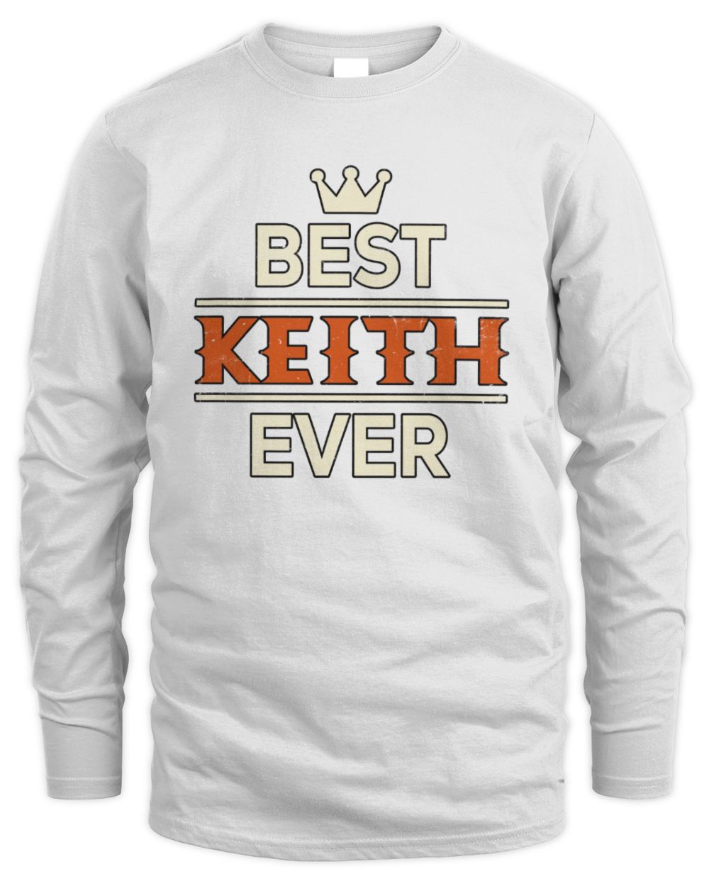 Best Your Name With Crown Shirt KEITH M1-59 / Men's Long Sleeved T-Shirt / white