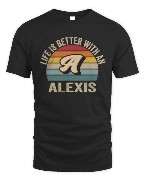 Life Is Better with Name Vintage Sun Shirt ALEXIS M1-50 / Unisex Standard T-Shirt / black