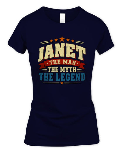The Man The Myth The Legend Ribbon Vintage T-Shirt JANET M1-56 / Women's Standard T-Shirt / navy