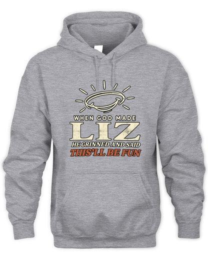 When God Made Your Name Funny Western T-Shirt T-Shirt LIZ M1-S82 / Unisex Hoodie / sport grey