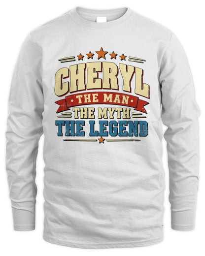 The Man The Myth The Legend Ribbon Vintage T-Shirt CHERYL M1-56 / Men's Long Sleeved T-Shirt / white