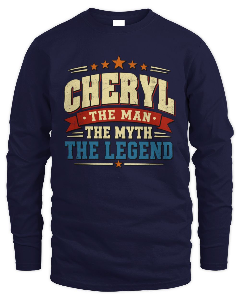 The Man The Myth The Legend Ribbon Vintage T-Shirt CHERYL M1-56 / Men's Long Sleeved T-Shirt / navy